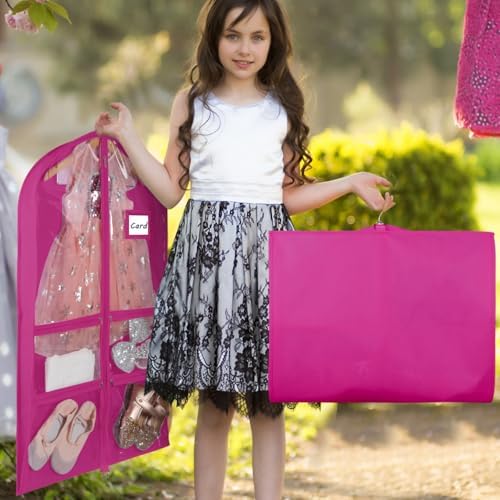 Syeeiex 40 Inch Clear Dance Costume Garment Bag, Rose Red, 5 Pack - Image 2