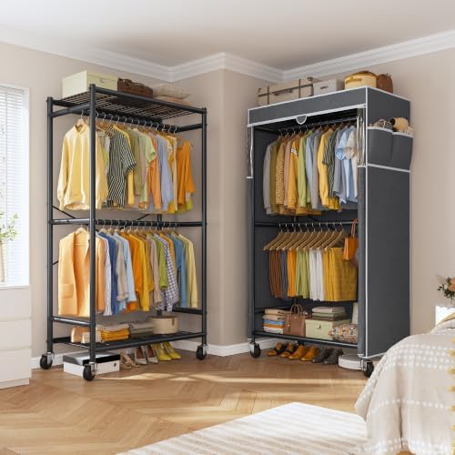 Raybee Clothes Rack with Cover, Rolling Portable Closet with Wheels, 308LBS - Image 2