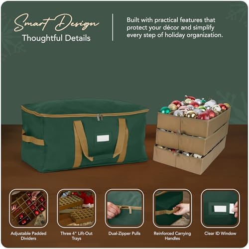 Covermates Adjustable Ornament Storage Bag, 25.5"W x 13"D x 12.5"H, Green - Image 4