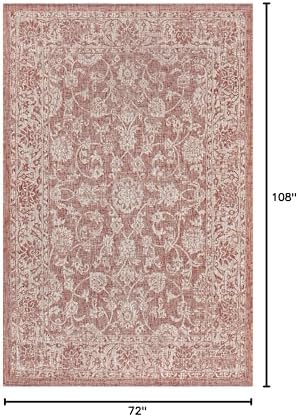 JONATHAN Y Weave Floral Indoor Outdoor Area Rug 6X9 Red/Taupe, Tela Bohemian Textured for Backyard, Patio, Porch, Easy-Cleaning, High Traffic, Pet-Friendly, Non-Shedding (SMB100A-6) - Image 2