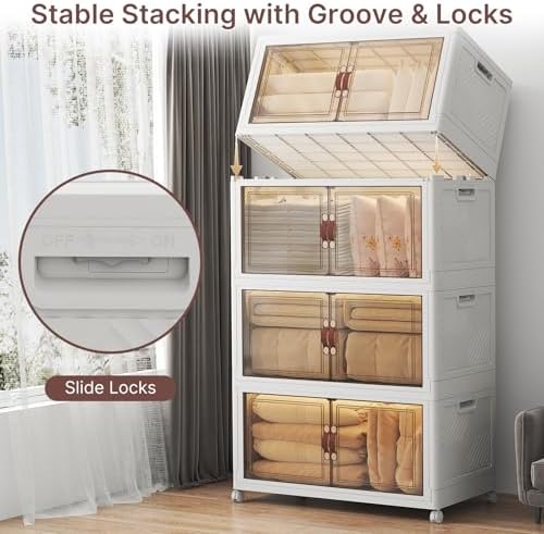 UAMFURI Stackable Storage Bins with Lids, 720QT Lockable Storage Cabinet - Image 3