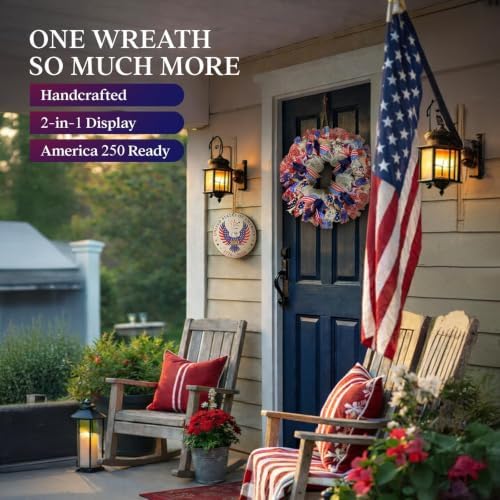24 Inch Large Patriotic Wreaths for Front Door with Eagle Sign - Image 4