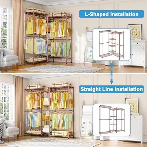 Ulif E4 Clothes Rack, Heavy-Duty Garment Rack Can Be L-Shaped Closet System - Image 4