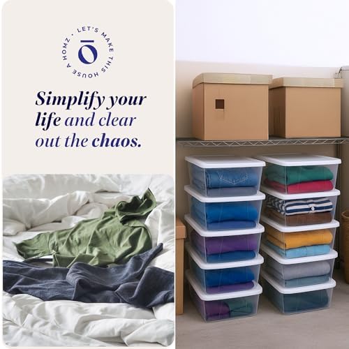HOMZ Clear Plastic Storage Bins w/Snaplock Lids, 6 Qt, White, 10 Pack - Image 6