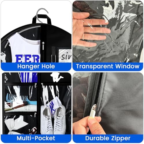 6 Pcs Cheer Garment Bags for Cheerleading Uniform, Waterproof Oxford Cloth - Image 4