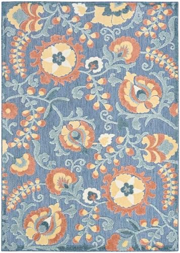 Nourison Home Aloha Blue Rose 3'6" x 5'6" Area Rug - Easy Clean, Non Shedding, Bed Room, Living Room, Dining Room, Kitchen (4' x 6') - Image 5