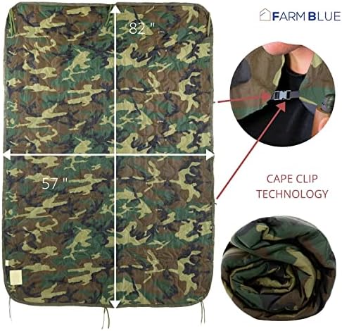 Farm Blue Jungle Camo Army Camping Blanket - Authentic and Improved Woobie Blanket Poncho Liner - Lightweight, Multi-Functional, All Weather, Versatile - Go Backpacking or Car Camping Outdoor - Image 5
