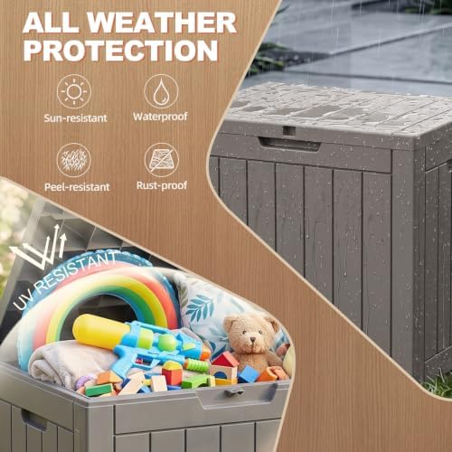 EFU Outdoor Storage Box 42 Gallon Deck Box, Waterproof Resin, Black - Image 2