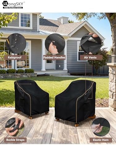 Adirondack Chair Covers 2 Pack,Waterproof Heavy Duty Outdoor Chair Covers,Adirondack Patio Chair Covers for Outdoor Furniture,(33W x 35 D x 36 H inches),Black - Image 4