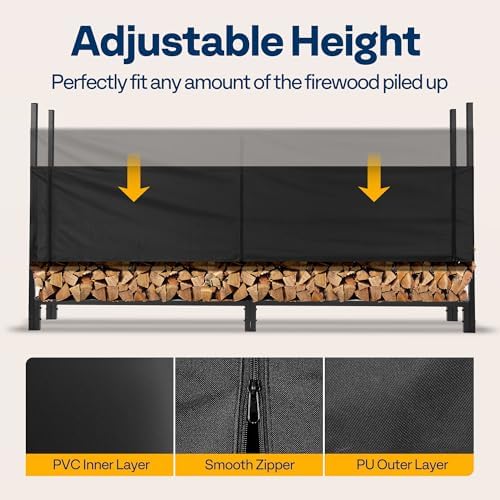 VIVOHOME Upgraded Heavy Duty 8 ft Firewood Rack Outdoor with Cover - Image 4