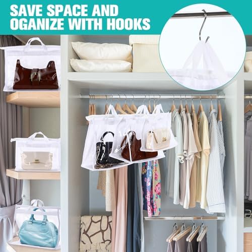 Chumia 20 Pack Clear Dust Cover Handbag Storage Organizer 3 Size, White - Image 7