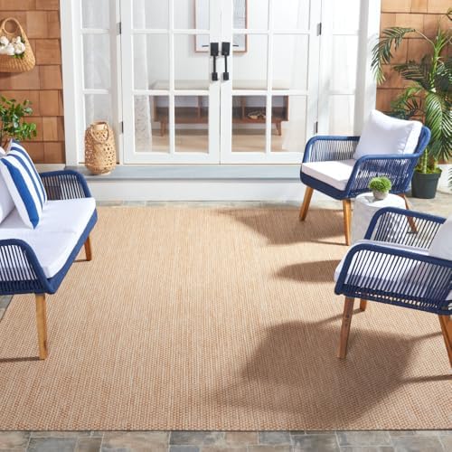 SAFAVIEH Washable Rug Outdoor Courtyard Collection - 10' x 14', Natural & Cream, Non-Shedding & Easy Cleaning, Ideal for Patio, Backyard, Mudroom (CY8521-03012) by Unknown