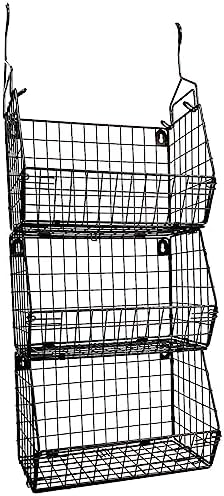 3 Tier Hanging Foldable Wire Baskets Closet Organizer Clothes Shelves Countertop Caddy Bin Wall Mount Shelf Storage Basket for Clothing Handbags Snacks Drinks Fruits by QNLALZM