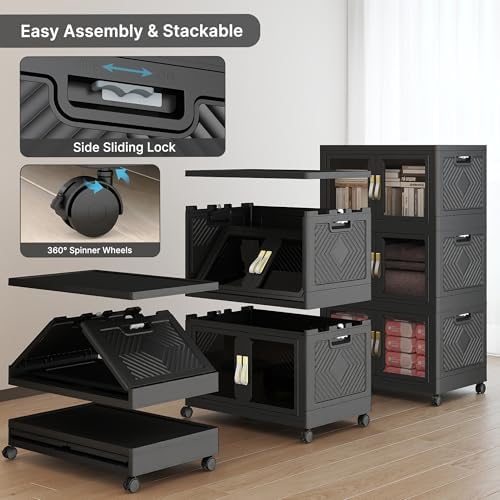 552QT Stackable Storage Bins with Lids, 138Gal Foldable Storage Cabinets - Image 6