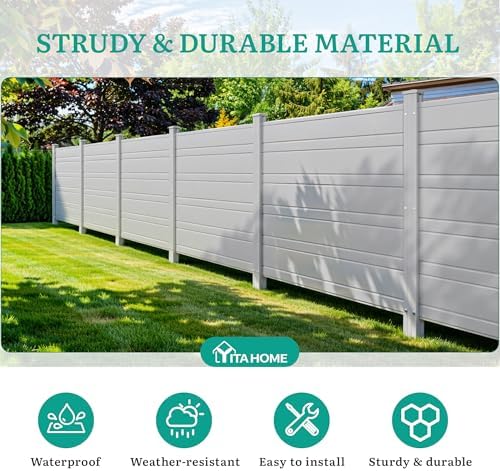 YITAHOME 44" W X 44" H Air Conditioner Fence Privacy Screen with Metal Stakes, Outdoor Trash Can Enclosure, Vinyl Pool Equipment Enclosure (4 Panels, Light Gray) - Image 3