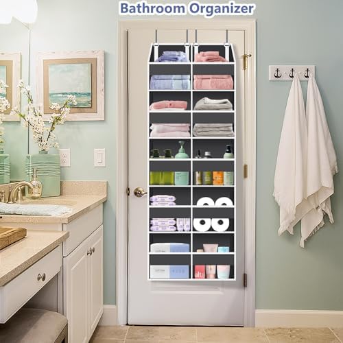UVIAHOMI 2 Pack - Over The Door Organizer 5 Tiers, Extra Large Behind Door Storage of 10 Big Front & 10 Mesh Pockets, 80lb Weight Capacity, Hanging Doors Storage for Closet Bedroom Nursery, Dark Gray - Image 6