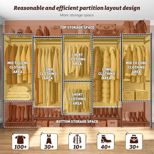 Raybee Freestanding Closet 1200LBS Heavy Duty Metal Closet System - Image 2