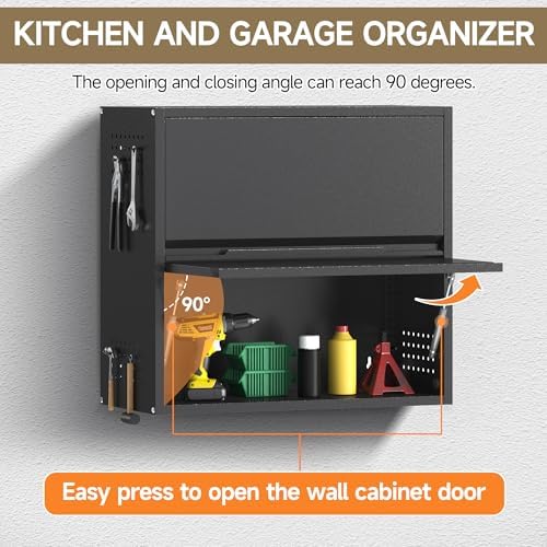 2 Door Garage Wall Cabinet with Up-Flip Door, 25.6" H Metal Wall Cabinet - Image 6