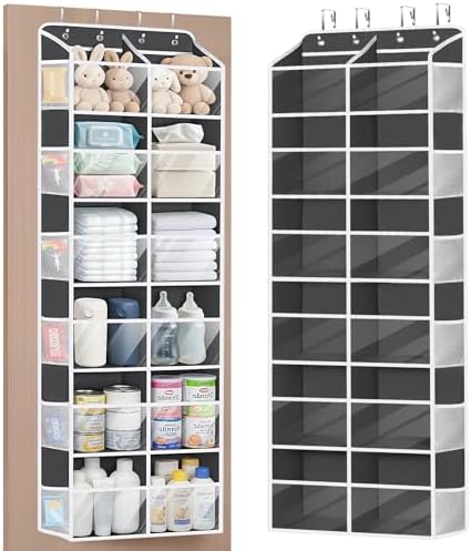 Univivi Hanging Door Organizer, 6 Tiers Large Over Door Storage, Dark Grey by Univivi