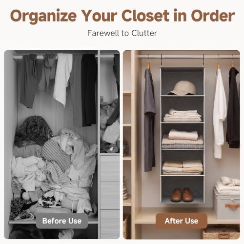StorageWorks Hanging Closet Organizer for Small Closets, 5 Shelf - Image 6