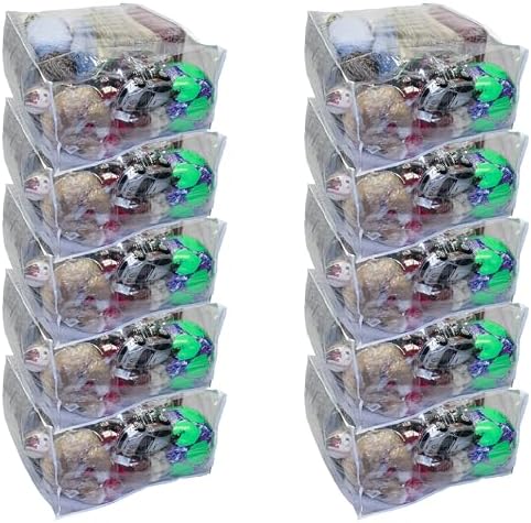 10-Pack Jumbo Heavy Duty Vinyl Zippered Storage Bags (Clear) for Sweaters, Blankets, Comforters, Bedding Sets and Much More! (24" x 20" x 11") by OrehHomewares