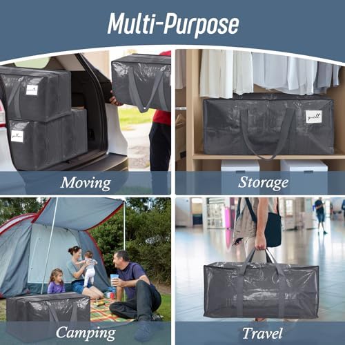 12 Pack Extra Heavy Duty Large Moving Bags with Strong Zipper, Gray - Image 7