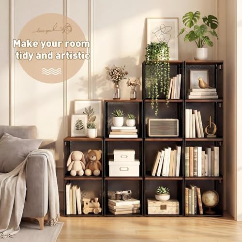 AceOrbit 3 Pcs Stackable Closet Storage Bins 12"x12"x12" Dark - Image 6