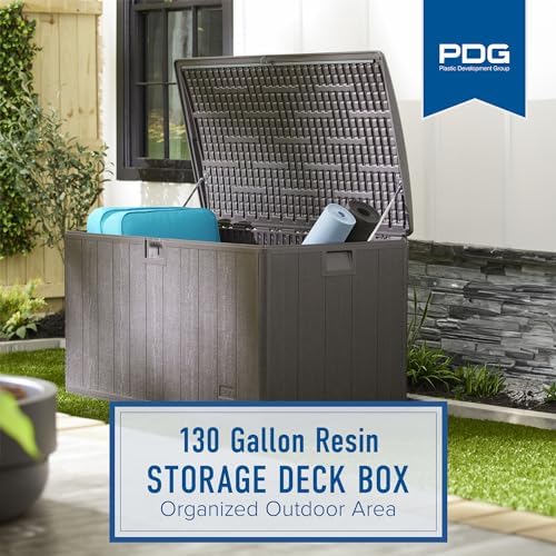 Plastic Development Group Outdoor Deck Box, Soft Close, Driftwood, 130 Gal - Image 2