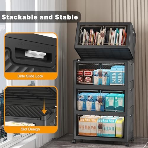 UAMFURI Stackable Storage Bins, 220QT Collapsible Drawers with 1 Lid - Image 3