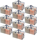 VENO 10 Pack Clear Extra Large Moving Bags & Storage Totes, Heavy Duty Organizer with Reinforced Handles & Strong Zippers for Clothes, College Dorm Essentials, Moving Supplies by Veno