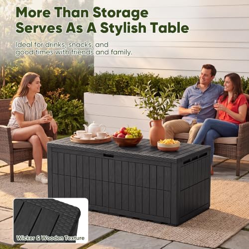 Devoko 230 Gallon Deck Box Resin Outdoor Storage Box Waterproof - Image 3