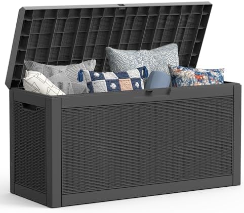 Mars Villa Deck Box, Waterproof Outdoor Storage Box, 60 Gallon, Black by MarsVilla