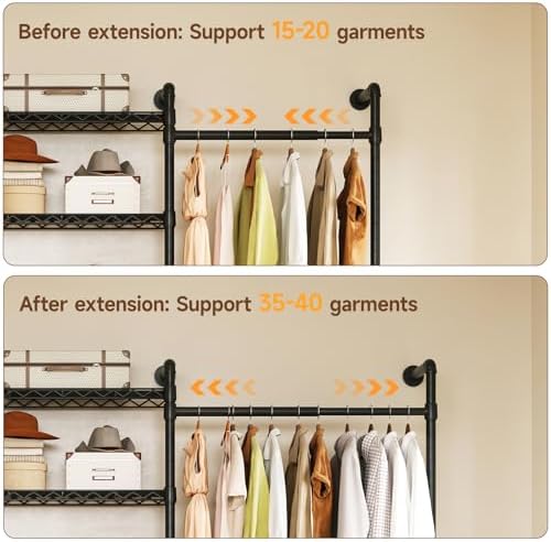ONBRILL H3 Expandable Wall Mounted Closet System, Heavy Duty Clothing Rack - Image 4