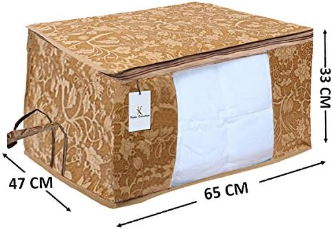 Kuber Industries Underbed Storage Bag, Storage Organiser, Blanket Cover Set of 9 - Beige, Extra Large Size, CTKUBM15 - Image 4