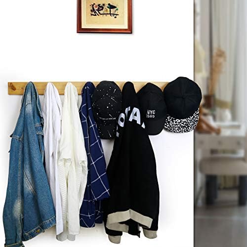 WEBI Coat Rack Wall Mounted,10 Hooks,38" Long Coat Hanger Wall Mount,Peg Rail Hat Hooks for Hanging Caps,Jacket,Clothes,Coats,Natural - Image 6