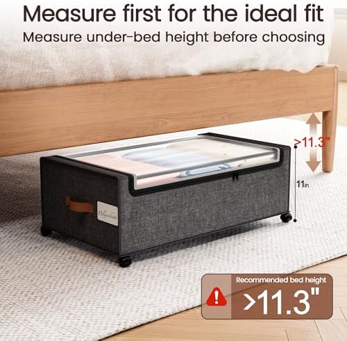 Yecaye 95L Under Bed Storage Containers, Fits 11" Under Bed, 2 Pack, Grey - Image 3