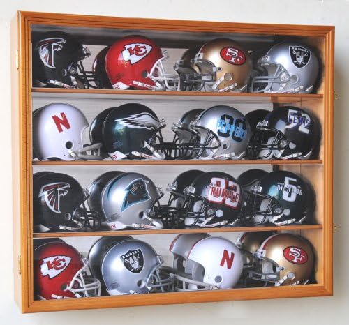 sfDisplay.com,LLC. 16 Riddell Mini Helmet Display Case Cabinet Wall Rack w/UV Protection & Mirror Back - Image 2
