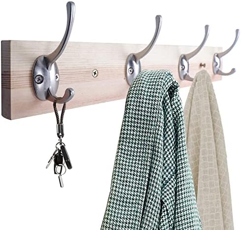 IBosins 32 Pack Silvery Double Coat Hooks Wall Mounted with 64 Screws - Image 4