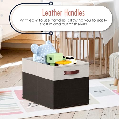 Ornavo Home 13x15x13 Foldable Fabric Storage Cube Bins, 6 Pack, White/Black - Image 4