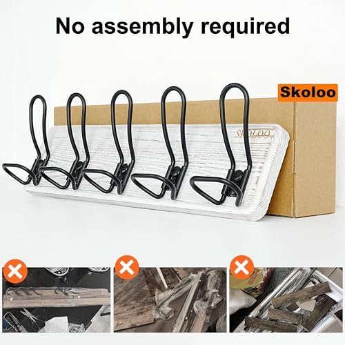 SKOLOO Durable Wall Coat Rack with 5 Double Hooks - Heavy-Duty Iron, No Assembly Required, Ideal for Family Entrances, Mudrooms, Classrooms & Hallways - Scratch/Chip Resistant Finish, White, Pack of 2 - Image 5
