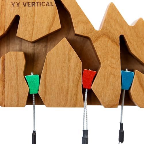 Wall Key Holder Solid Cherry Wood with 8 Hooks, Mountain Design XL - Image 5