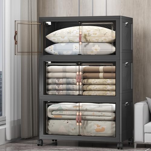 UAMFURI Stackable Storage Bins, 525QT Collapsible Drawers with 1 Lid by UAMFURIDirect