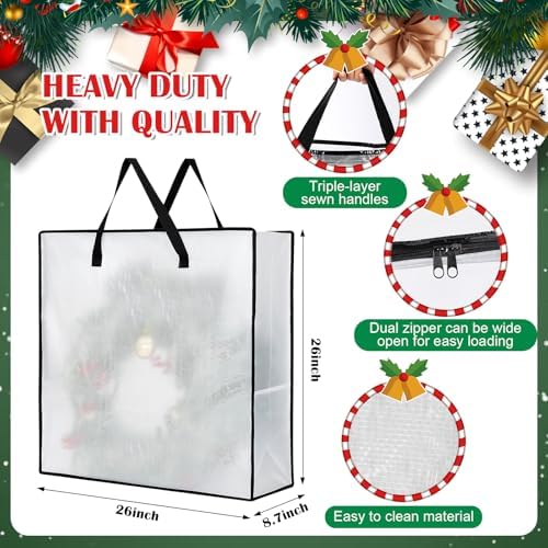 SATINIOR 6 Pcs Christmas Tree Storage Bag Set, Ornament Box, Red, 9 ft - Image 4