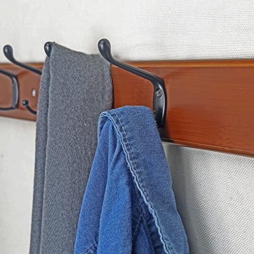 Dseap Coat Rack Wall Mounted: 10-Hooks, 16" Hole to Hole, 38-1/4" Long, Wood Coat Hooks Wall Mounted, Hook Rack, Hook Rail, Hooks for Hanging Coats, Brown & Black - Image 6