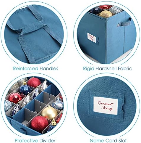 Hearth & Harbor Large Christmas Ornament Storage Box With Adjustable Dividers - Ornament Storage Container For 128 Holiday Ornaments or Decorations - Image 7