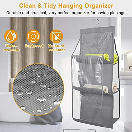 Kuber Industries Dust Proof Hanging Handbag Purse Clutch Storage Organizer with 6 Large Compartments & Hanger (Grey) (HS39KUBMART023555) - Image 5