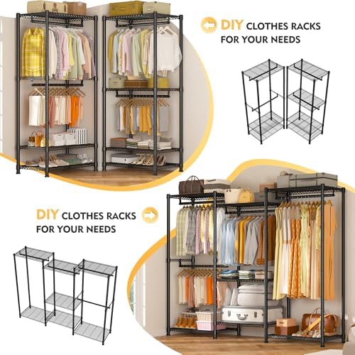 Raybee Clothes Rack, Freestanding Closet Storage System, 4 Rods 7 shelves - Image 4
