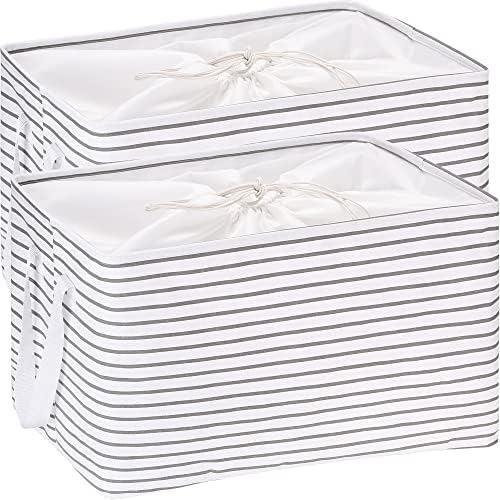 Hinwo 102L XXL Canvas Storage Bin with Lid and Handles, 2-Pack by Hinwo