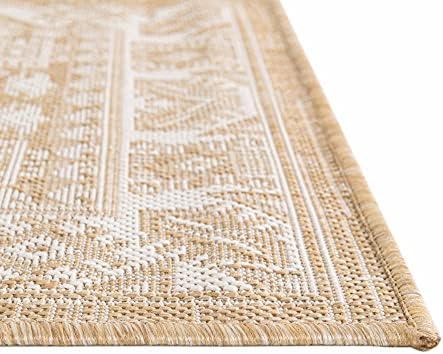 Rugs.com Outdoor Aztec Collection Rug – 5' x 8' Natural Flatweave Rug Perfect for Living Rooms, Large Dining Rooms, Open Floorplans - Image 4