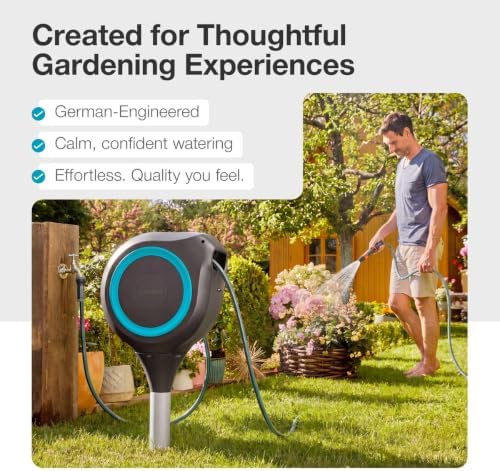 GARDENA Automatic Retractable Garden Hose Reel - 66 Feet - 360 Degree Swivel Outdoor Hose Reel with Metal Spike Base - Auto Retract - UV Resistant Housing - Easy Install No Tools Required - 18614 - Image 6